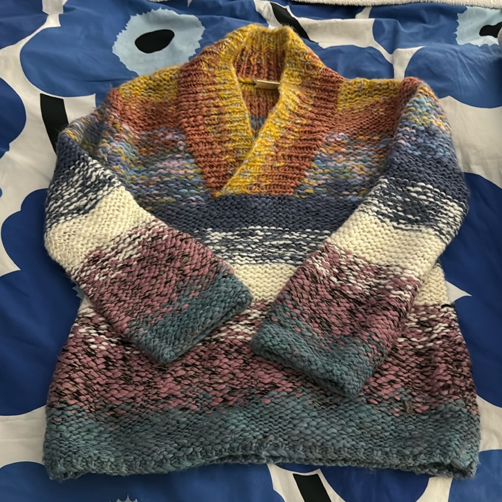 Anthropologie Sleeping on Snow rainbow knit sweater